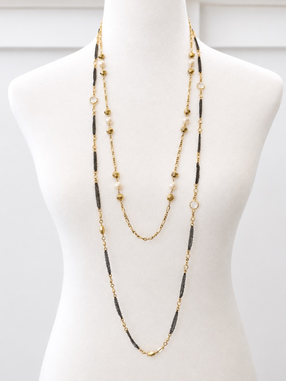 Layered Pearl & Mixed Metal Necklace Set